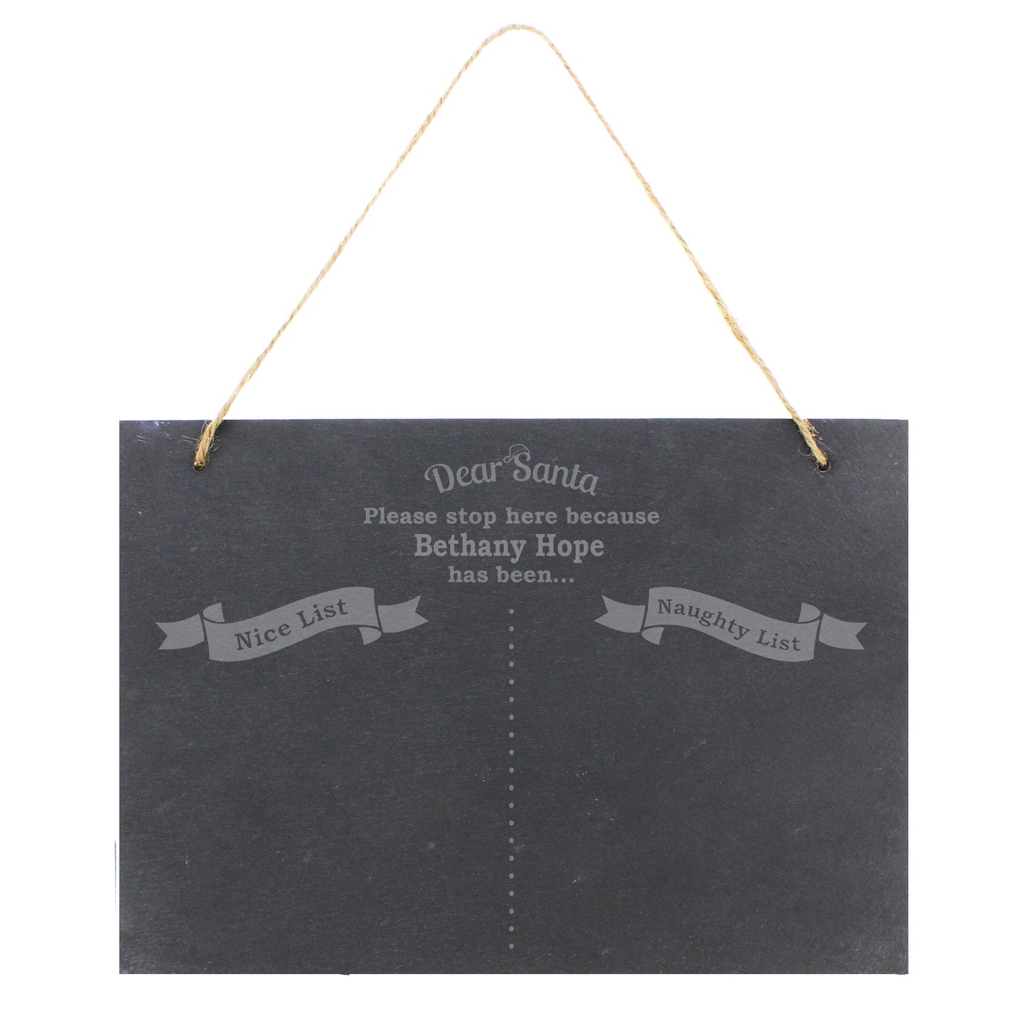 Personalised Christmas Naughty & Nice Hanging Large Slate Sign