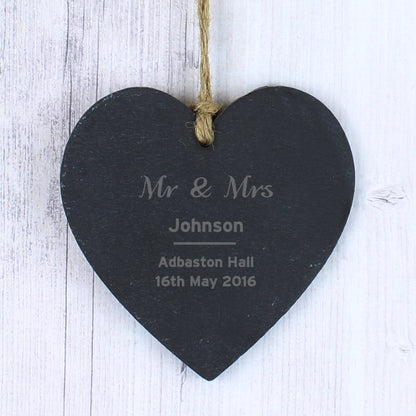 Personalised Classic Slate Heart Decoration