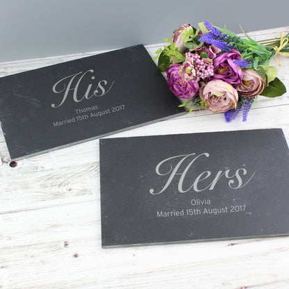 Personalised His and Hers Slate Placemat Set