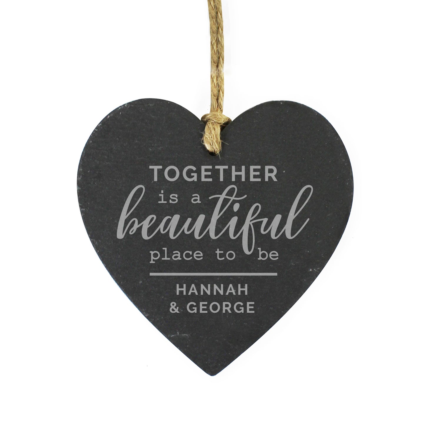 Personalised Together Slate Heart Decoration