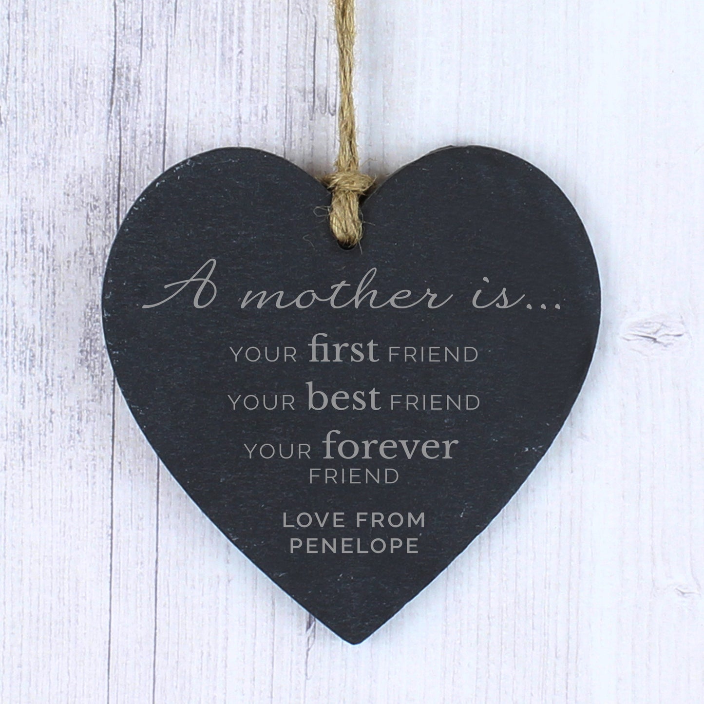 Personalised 'A Mother Is' Slate Heart Decoration