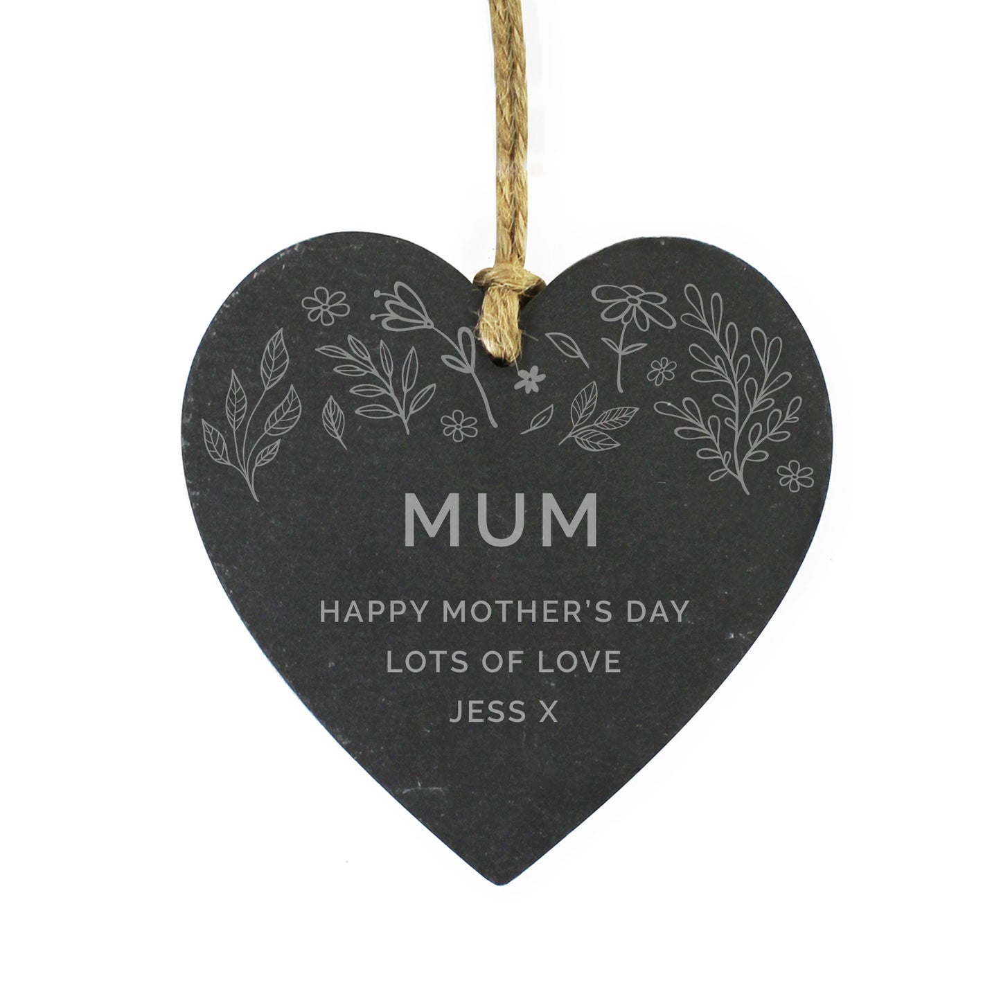 Personalised Botanical Slate Heart Decoration