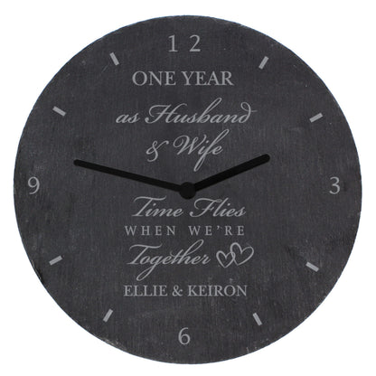 Personalised Anniversary Slate Clock