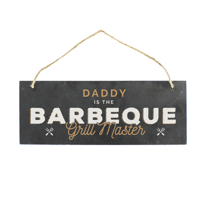 Personalised ""Barbeque Grill Master"" Printed Hanging Slate Plaque