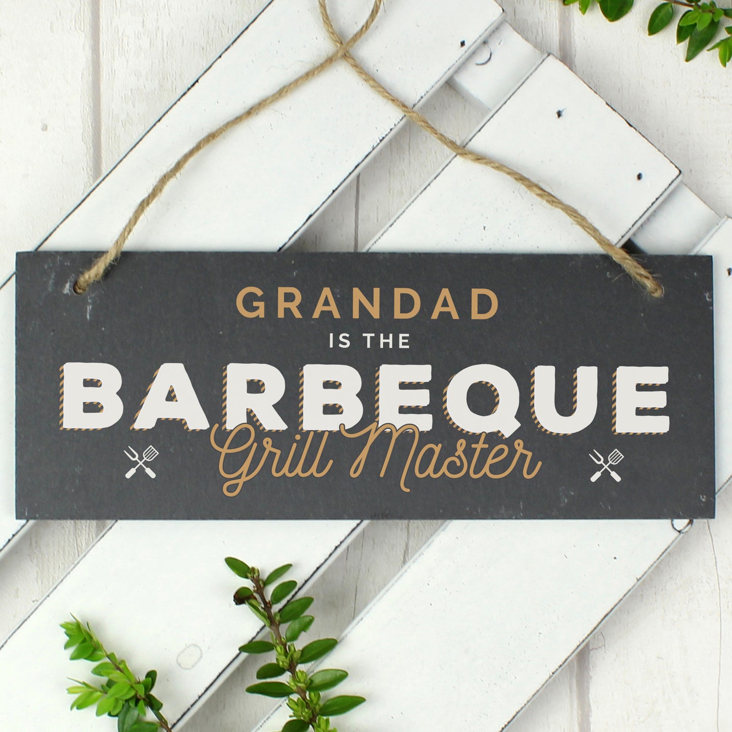 Personalised ""Barbeque Grill Master"" Printed Hanging Slate Plaque