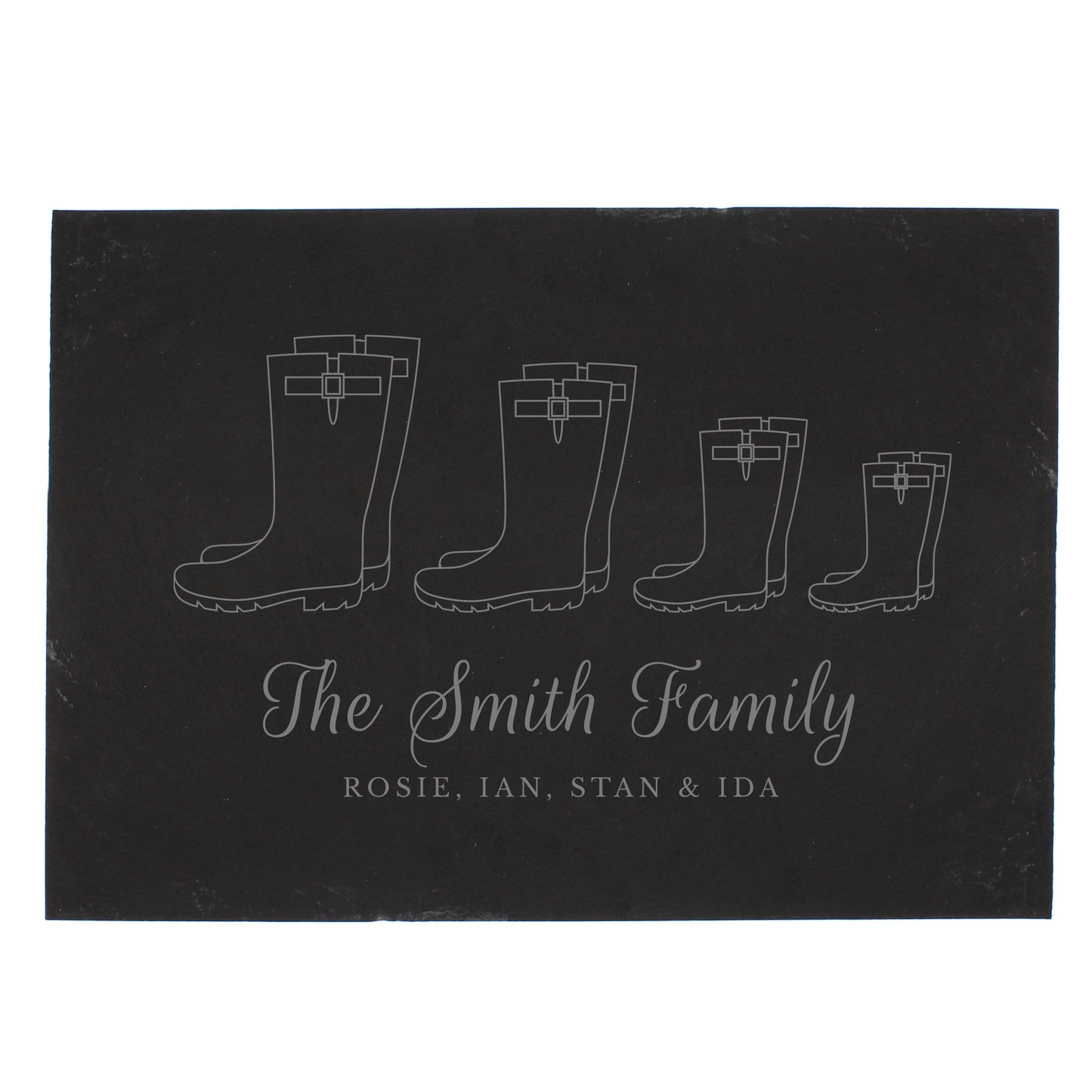 Personalised Welly Boot Family of Four Slate