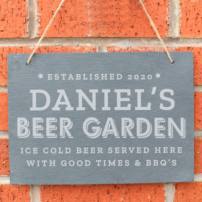 Personalised Beer Garden Hanging Large Slate Sign