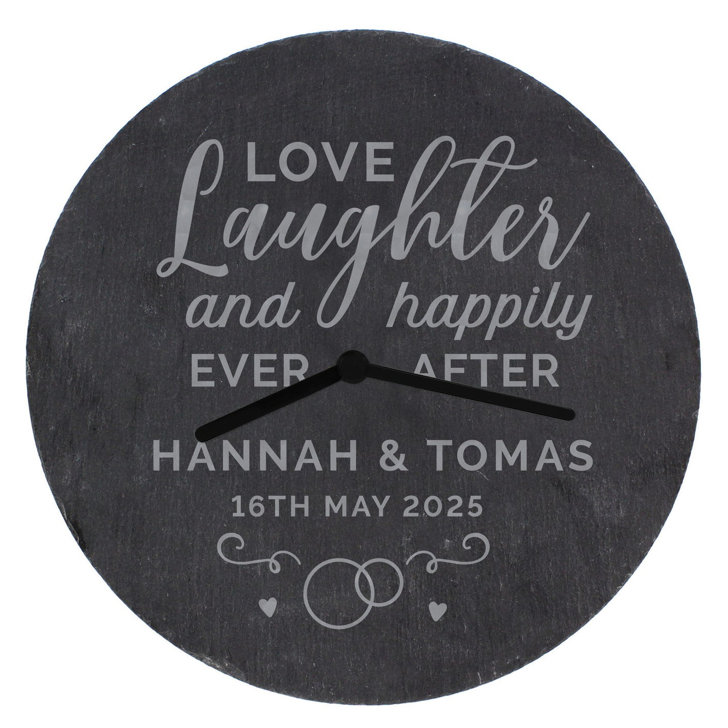 Personalised Love Laughter Slate Clock