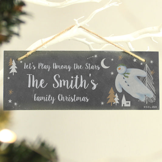 Personalised The Snowman Magical Adventure Hanging Slate Plaque