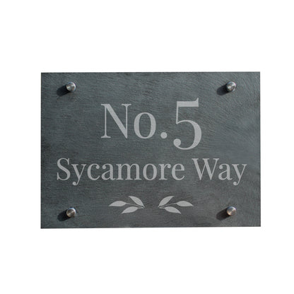 Personalised Leaf Slate House Sign