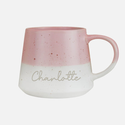 Personalised Name Pink Speckled Ceramic Mug