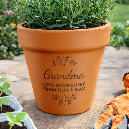 Personalised Floral Terracotta Plant Pot