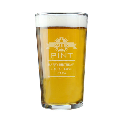 Personalised Diamond Pint Glass