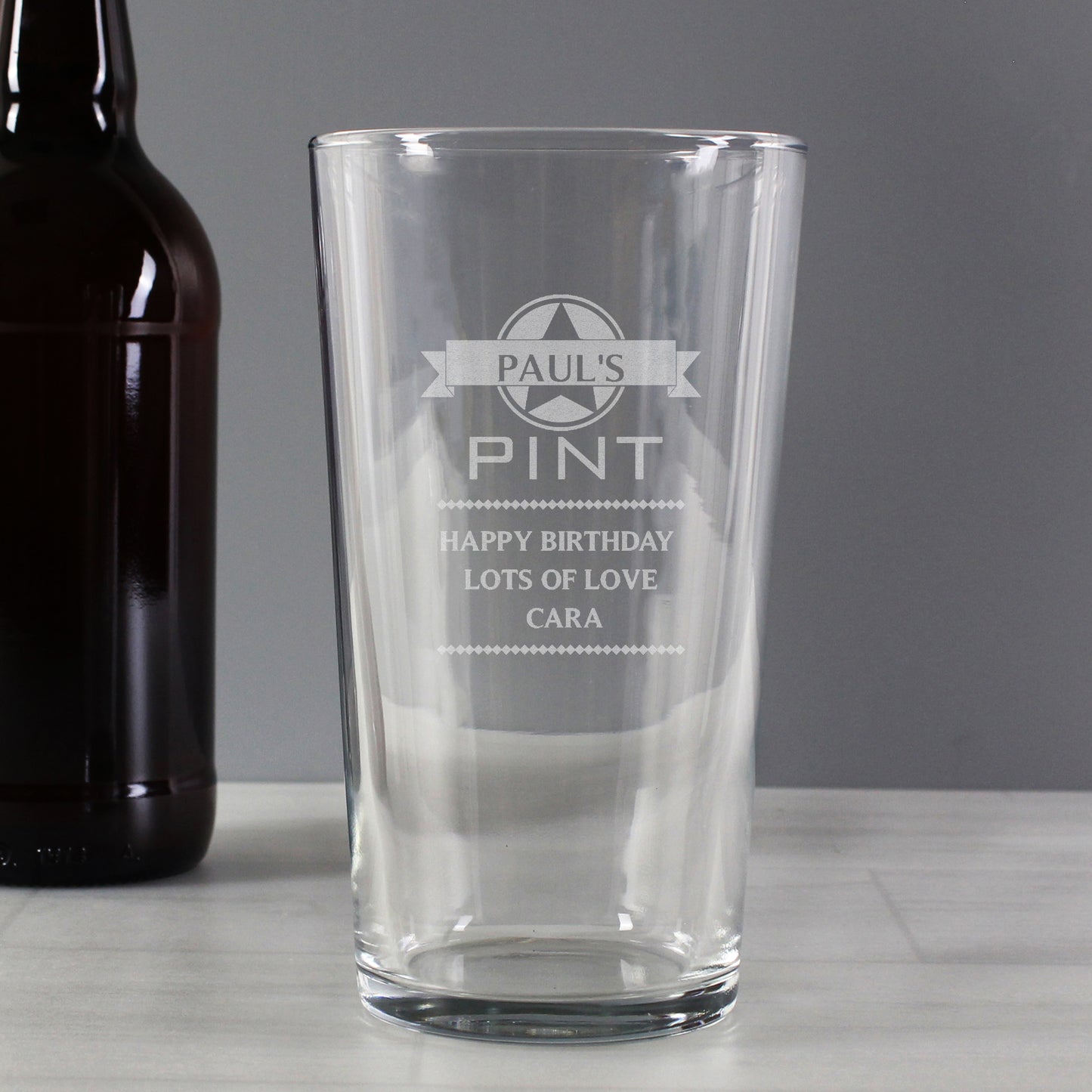 Personalised Diamond Pint Glass