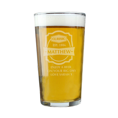 Personalised Classic Pint Glass