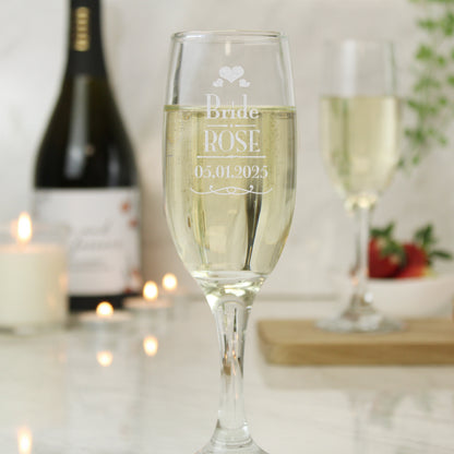 Personalised Decorative Wedding Bride Glass Flute