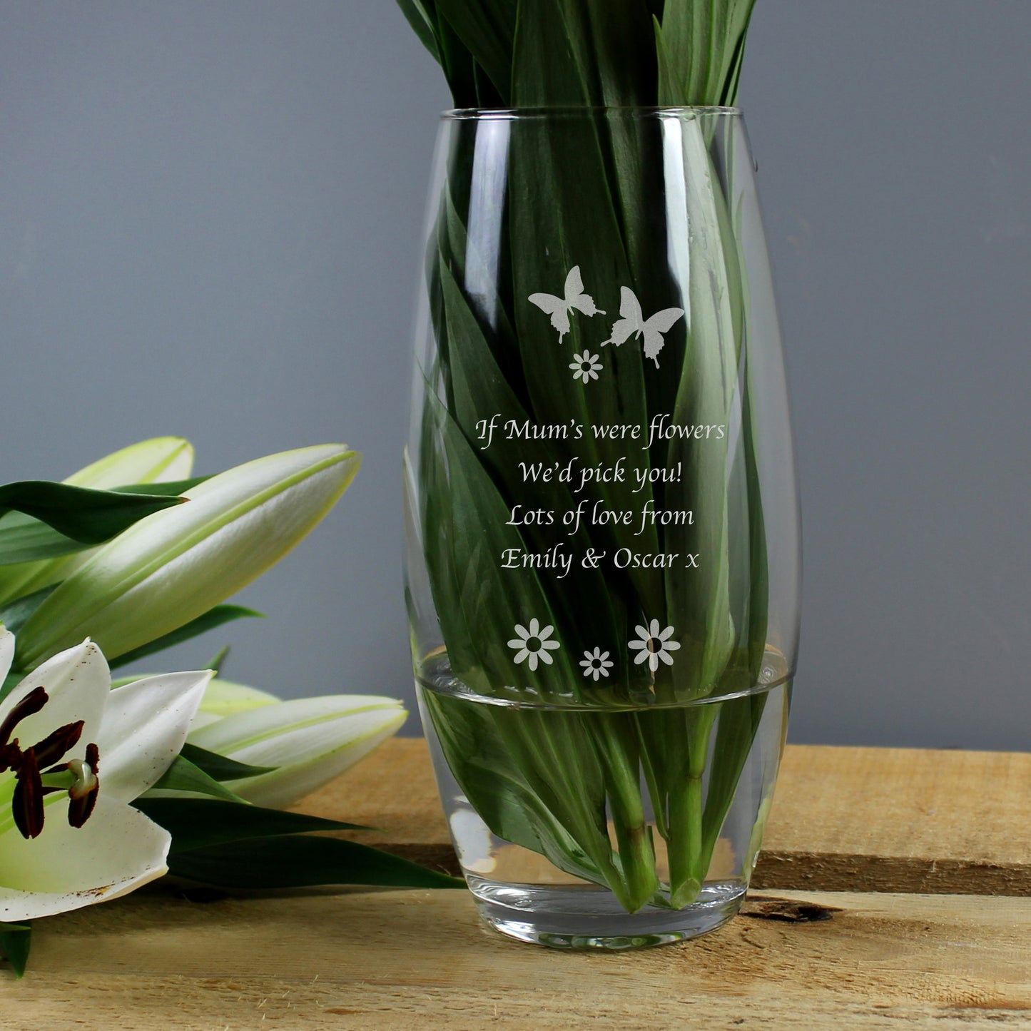 Personalised Butterflies and Flowers Bullet Vase