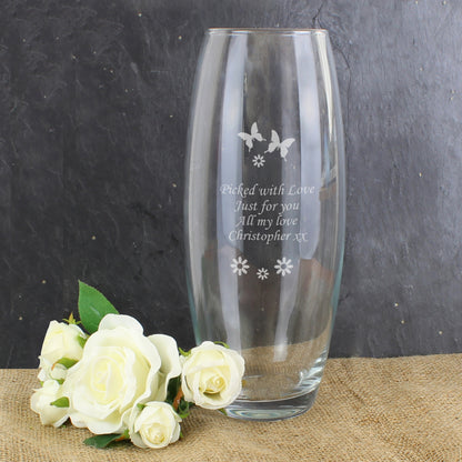 Personalised Butterflies and Flowers Bullet Vase