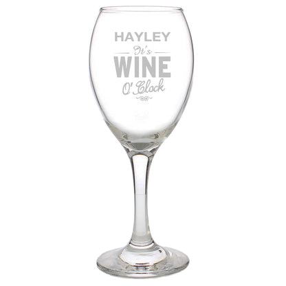 Personalised Wine O'Clock Engraved Wine Glass