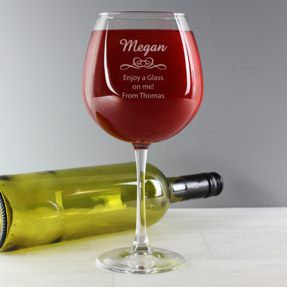 Personalised Decorative Bottle of Wine Glass