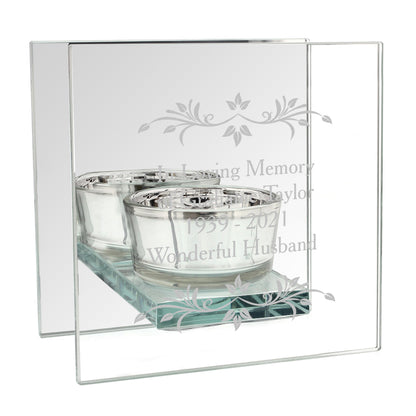 Personalised Sentiments Mirrored Glass Tea Light Candle Holder