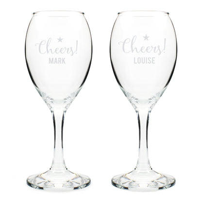 Personalised Cheers Wine Glass Set