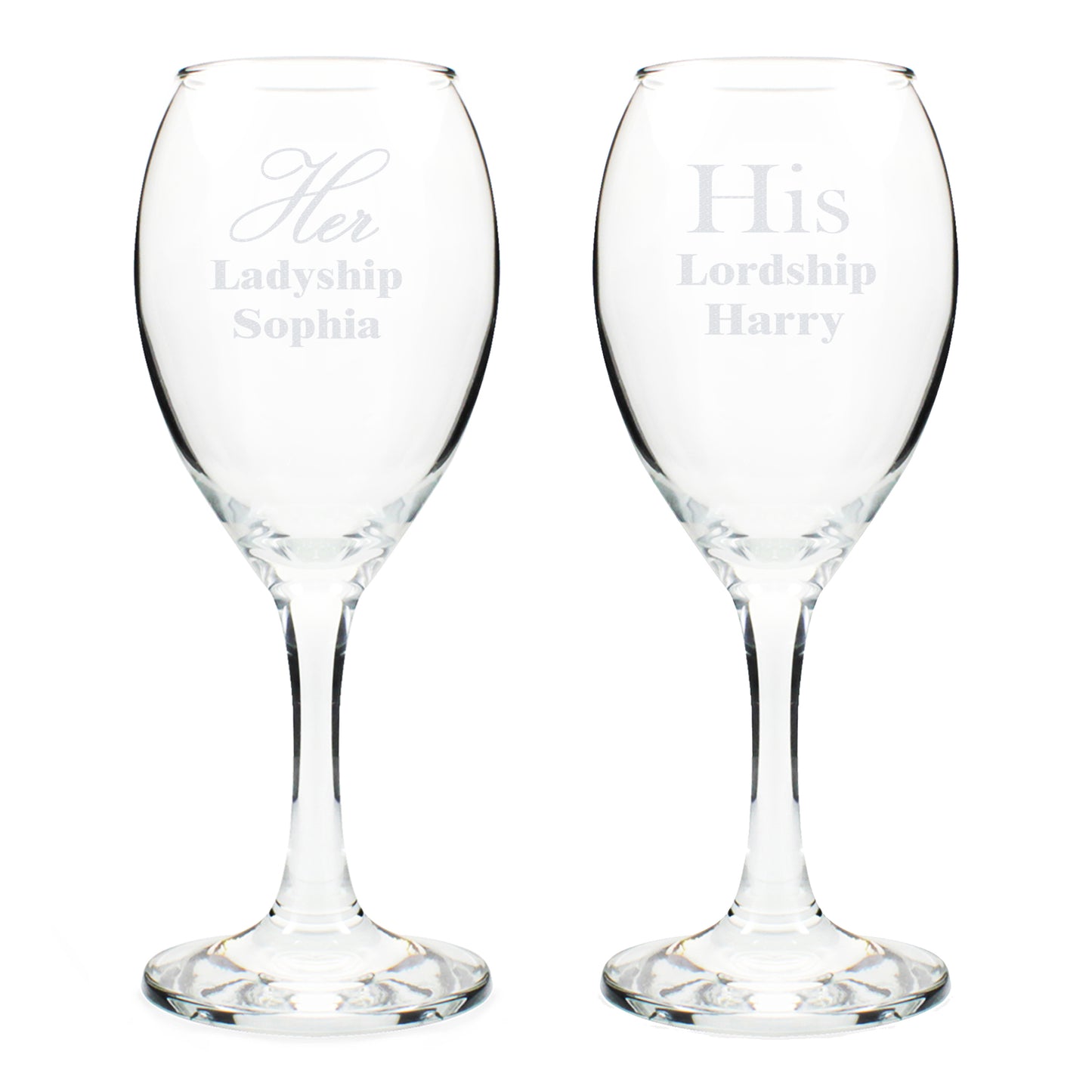 Personalised His & Her Wine Glass Set