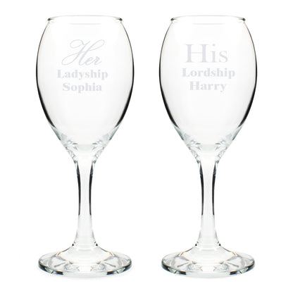 Personalised His & Her Wine Glass Set