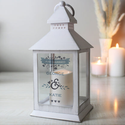 Personalised Couples Special Date White Lantern