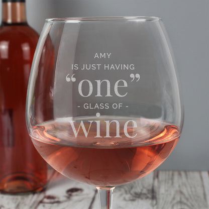 Personalised 'One Glass' Bottle of Wine Glass