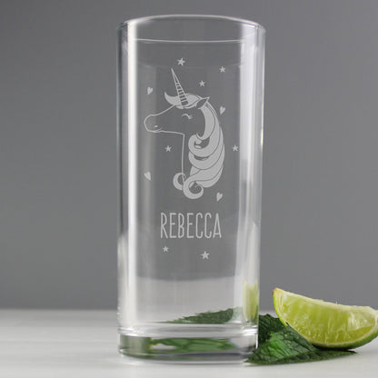 Personalised Unicorn Engraved Hi Ball Glass