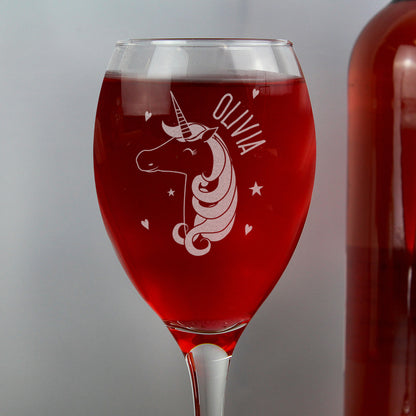 Personalised Unicorn Engraved Wine Glass