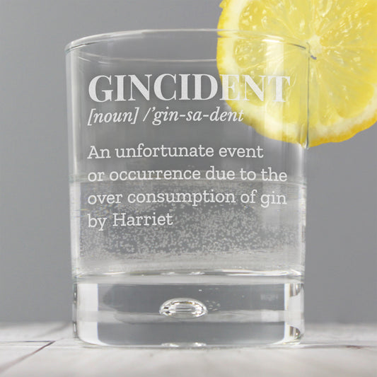 Personalised Gincident Tumbler Bubble Glass