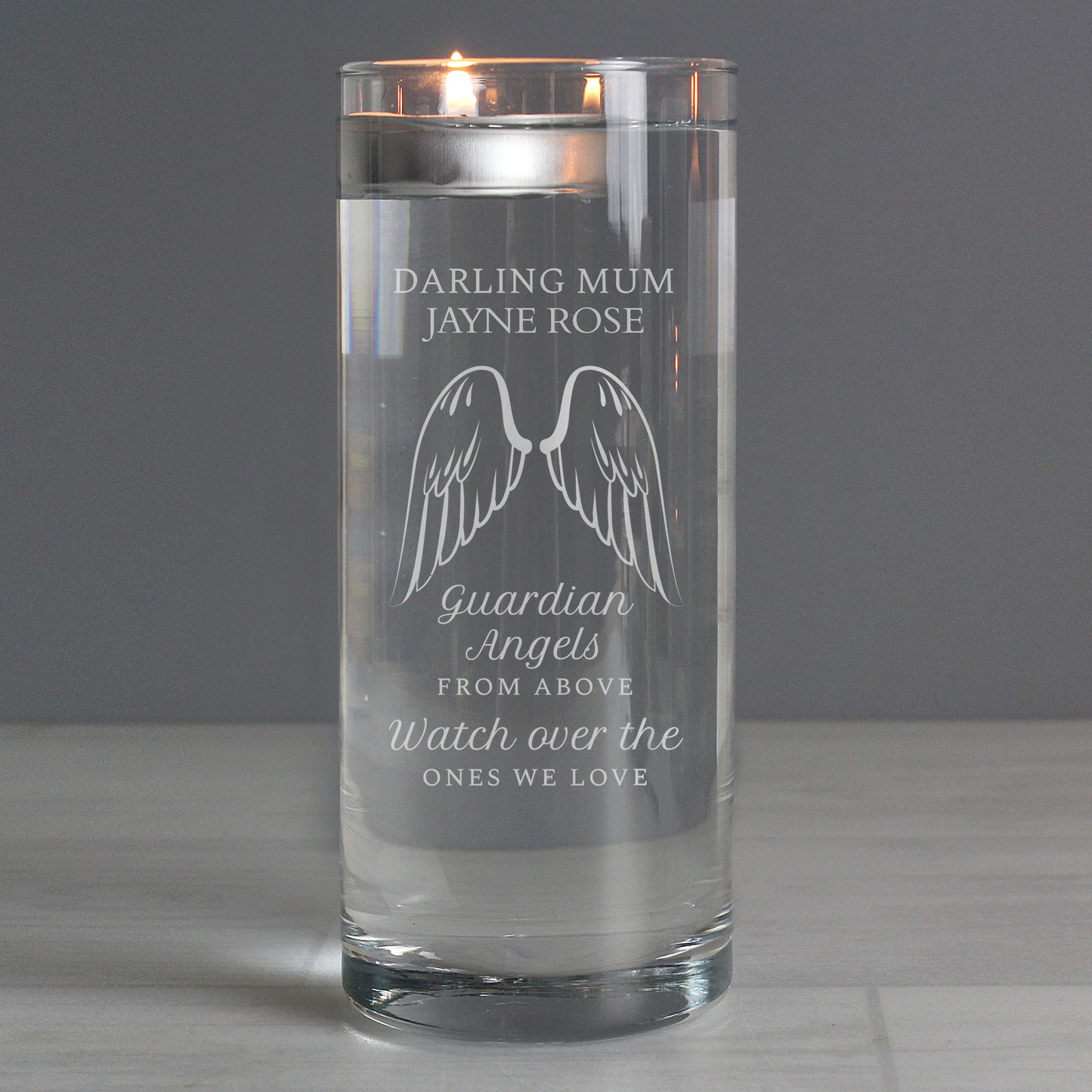 Personalised Guardian Angel Wings Floating Candle Holder