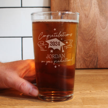 Personalised Graduation Pint Glass  