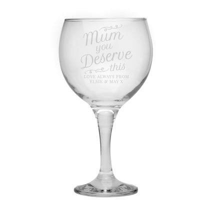 Personalised 'Mum You Deserve This' Gin Balloon Glass