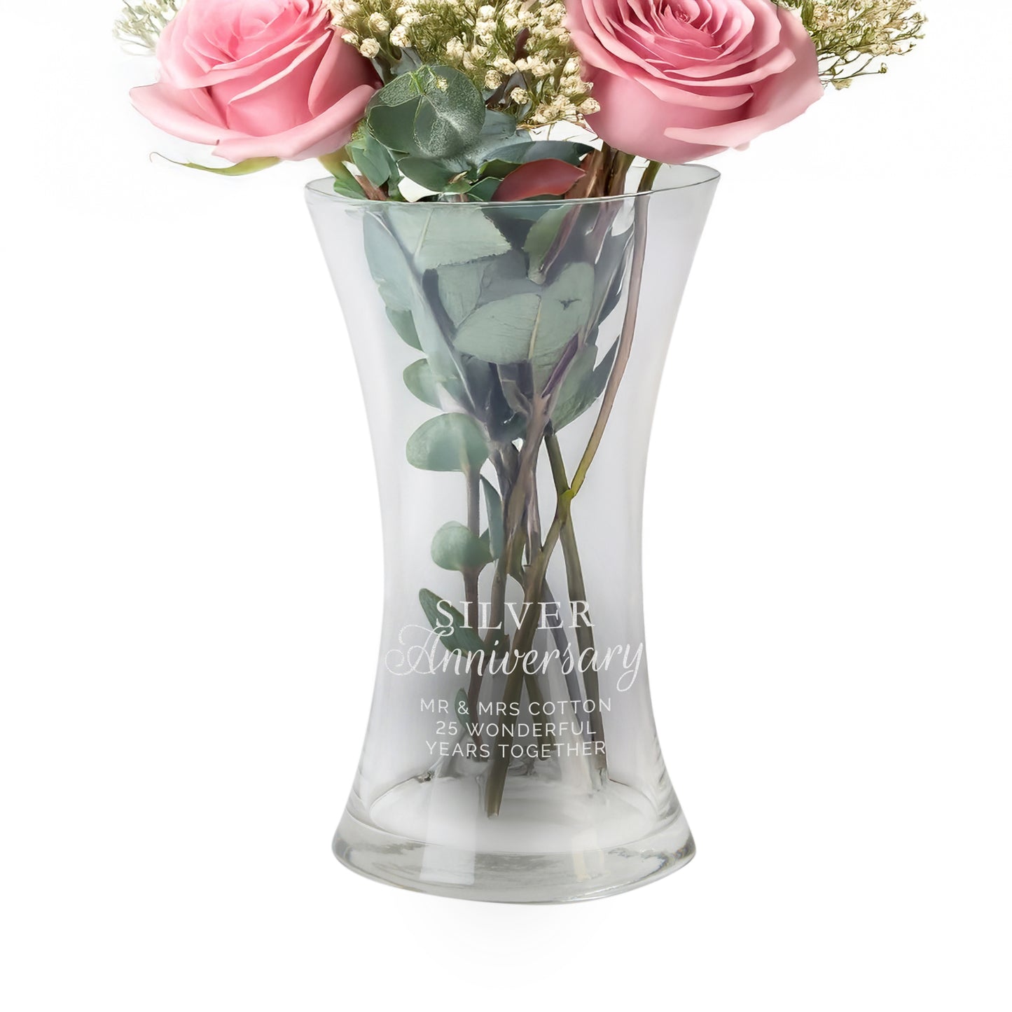 Personalised 'Silver Anniversary' Glass Vase