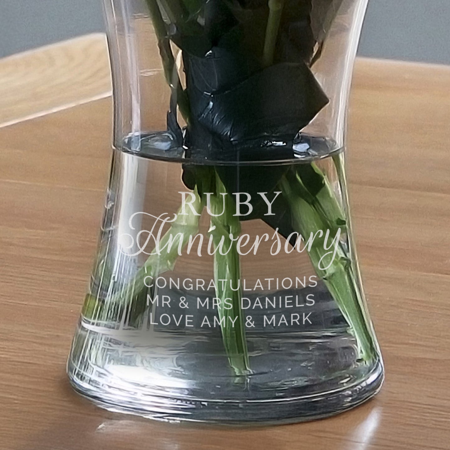 Personalised 'Ruby Anniversary' Glass Vase