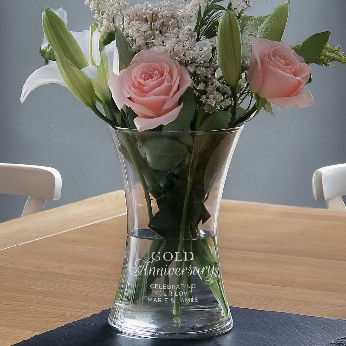 Personalised 'Gold Anniversary' Glass Vase