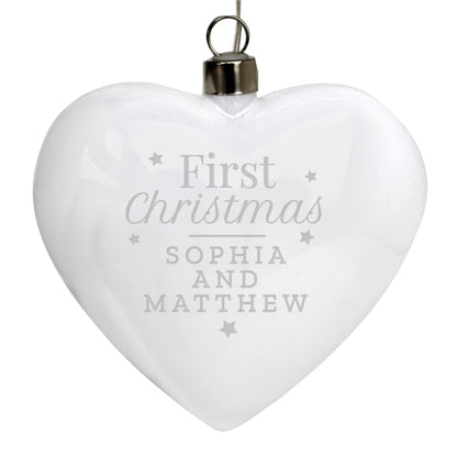 Personalised First Christmas LED Hanging Glass Heart