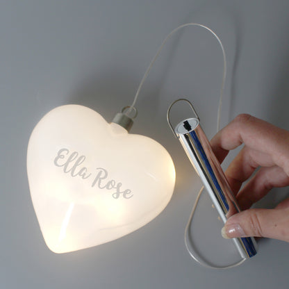 Personalised Name Only LED Hanging Glass Heart