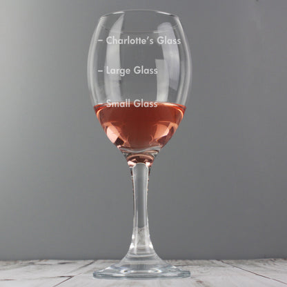 Personalised Measures Wine Glass