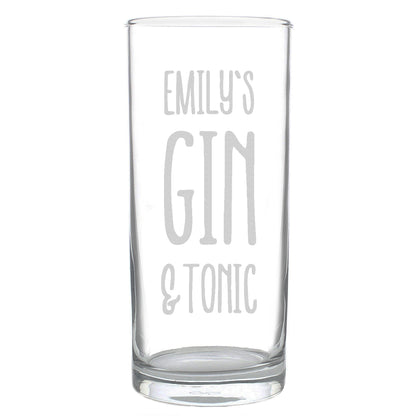 Personalised Gin & Tonic Hi Ball Glass