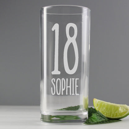 Personalised Big Age Hi Ball Glass