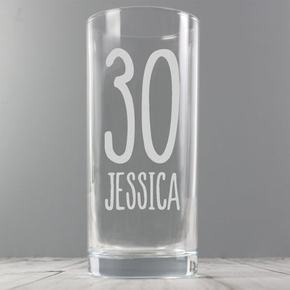 Personalised Big Age Hi Ball Glass