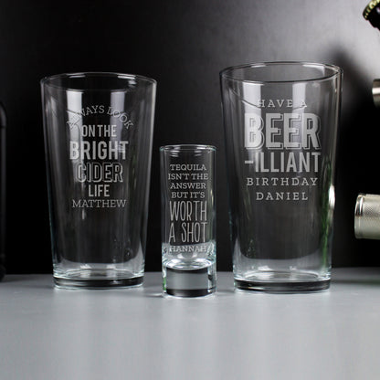 Personalised Always Look On The Bright Cider Life Pint Glass