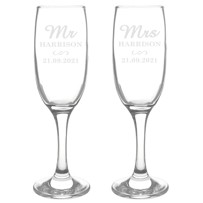 Personalised Mr & Mrs Pair of Flutes