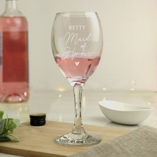 Personalised Maid of Honour Wine Glass