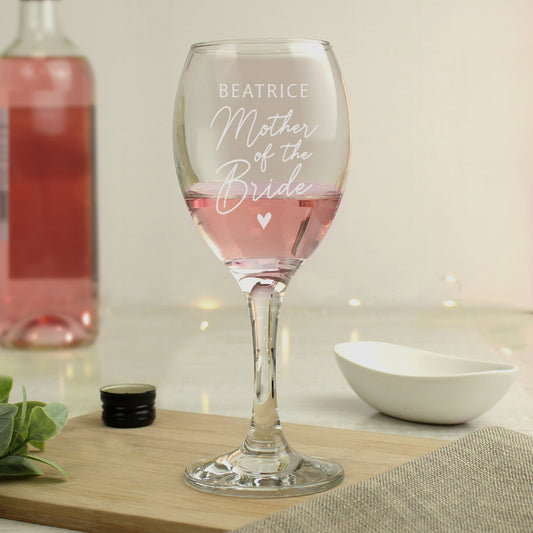 Personalised Mother of the Bride Wine Glass