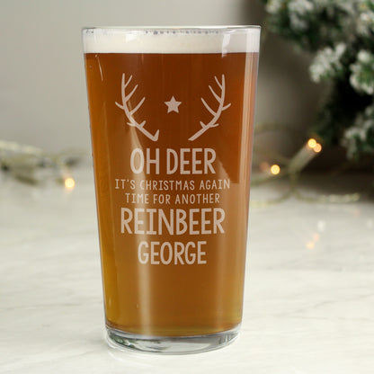 Personalised Time For A Reinbeer Pint Glass